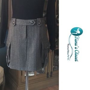 Wool Pinstripe Mini Skirt